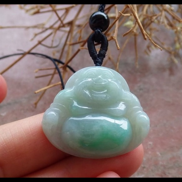 Elegant green jadeite Jade Buddha Pendant Necklace certificate